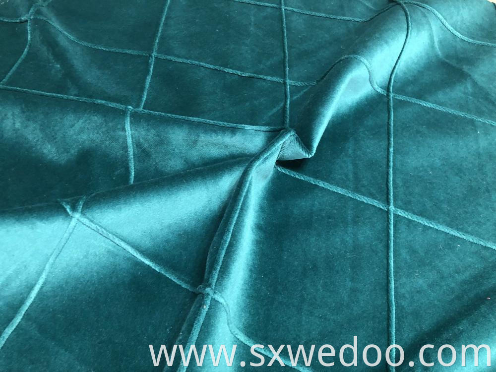 Green Plaid Velvet Fabric